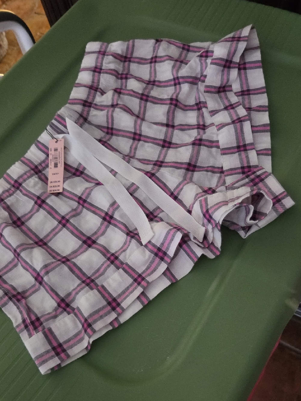 Victoria's Secret Pink and White Plaid Pajama Shorts